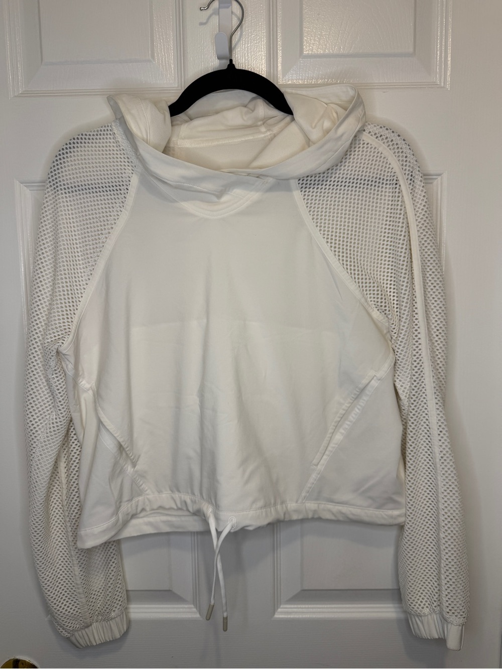 Lululemon Cropped Activewear Mesh Hoodie Pullover - White